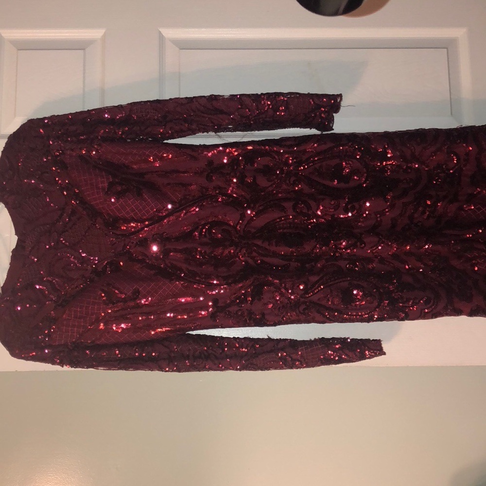 Gorgeous red Prom dress with sleeves and tail